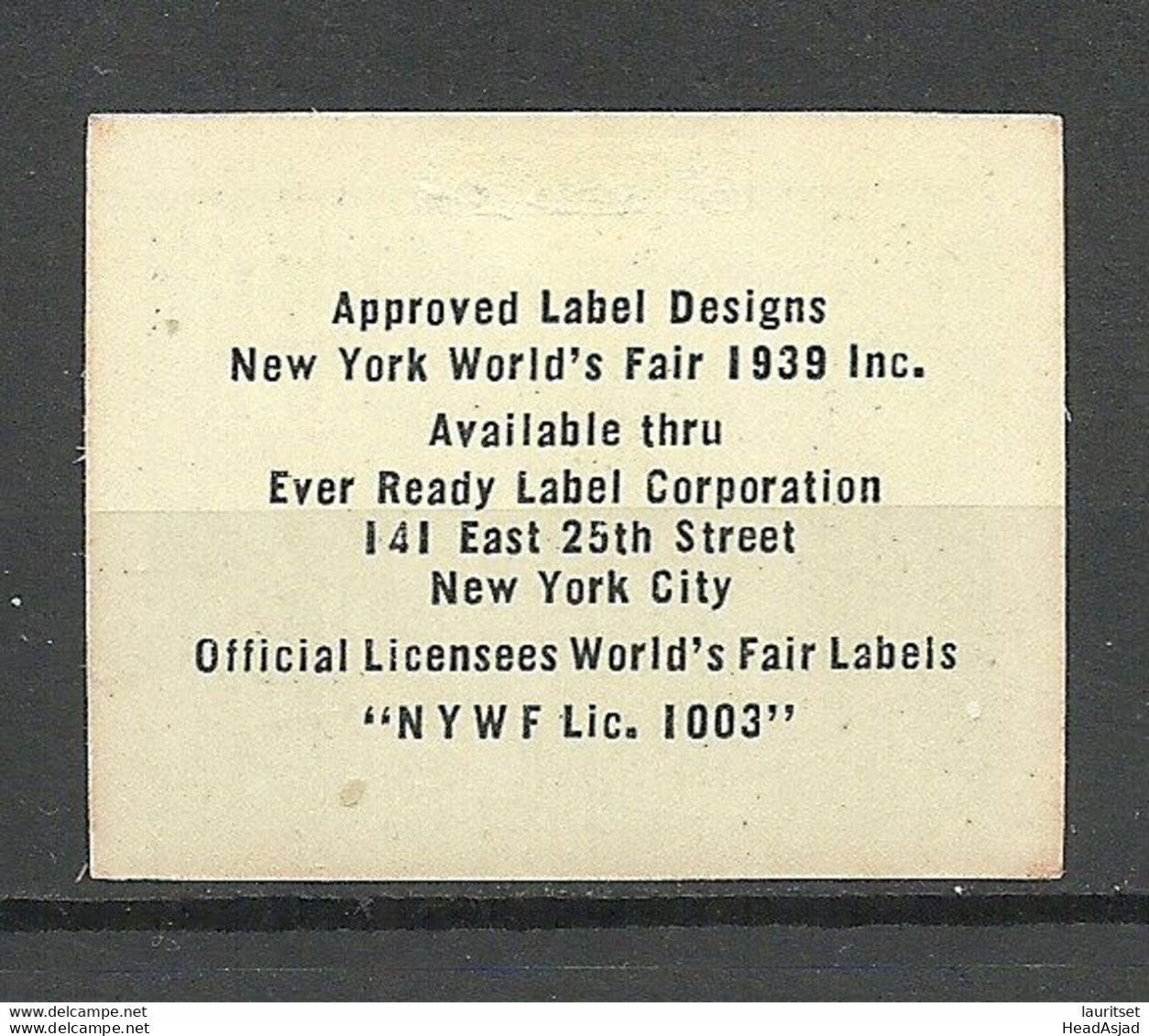 USA 1939 New York World`s Fair International Exhibition Vignette Poster Stamp * - Cinderellas