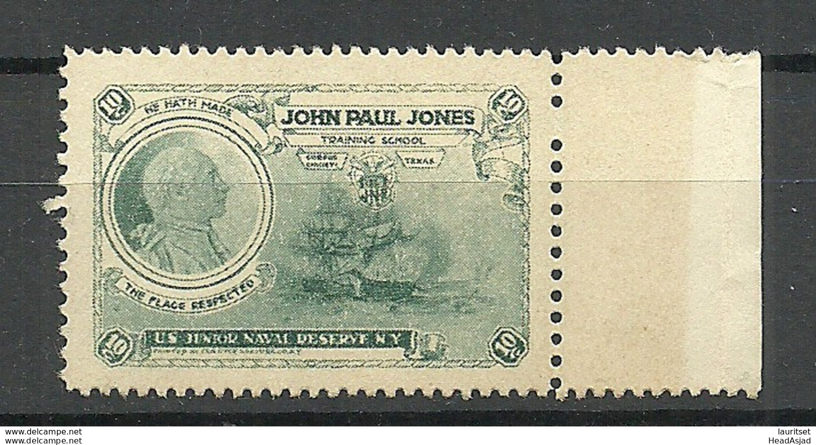 USA John Paul Jones Junior Naval Reserve Training School Military Vignette MNH - Cinderellas