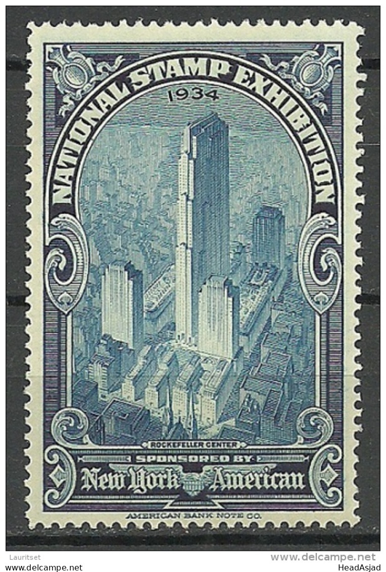 USA 1934 Vignette Advertising National Stamp Exibition Rockefeller Center New York MNH - Vignetten (Erinnophilie)