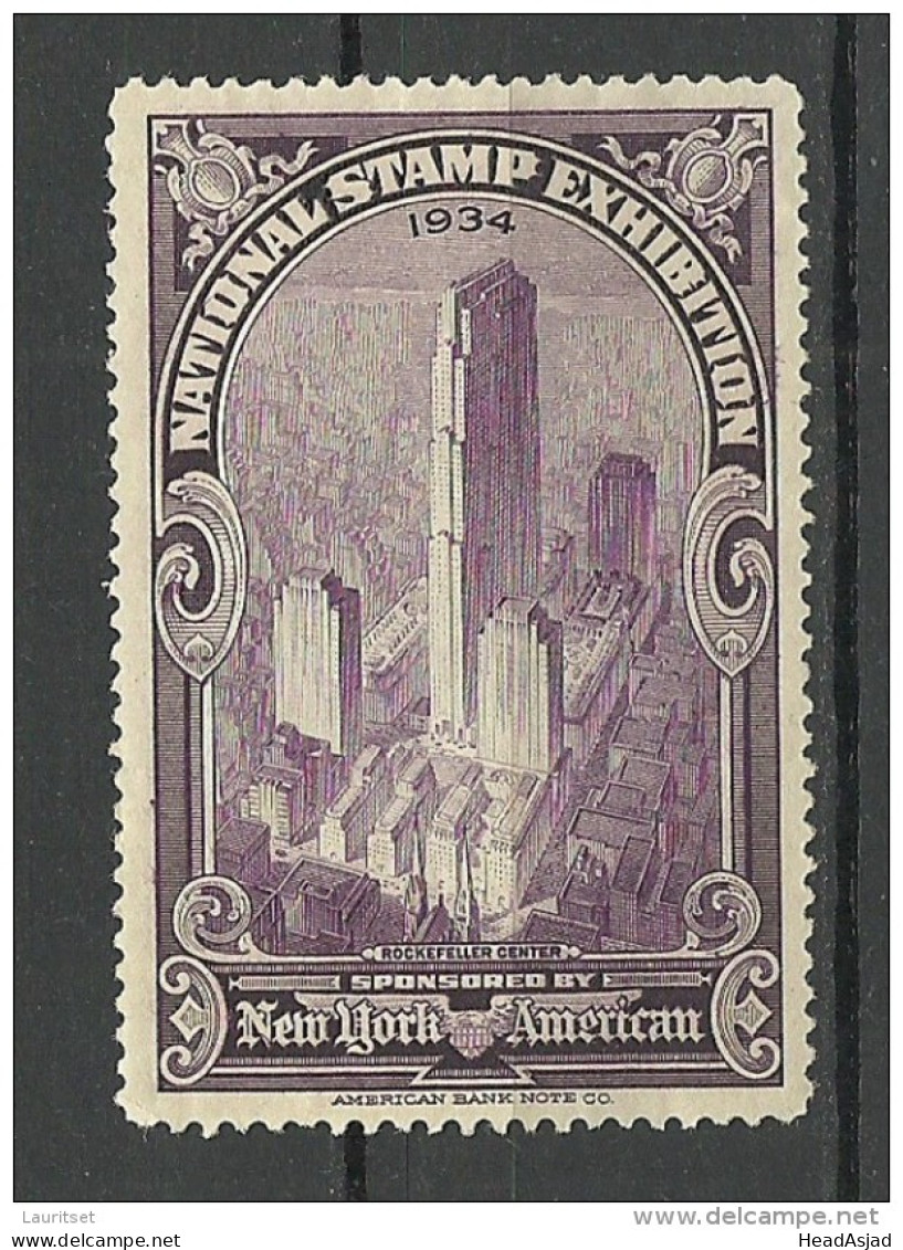 USA 1934 Vignette Advertising National Stamp Ehxibition Rockefeller Center New York (*) - Cinderellas