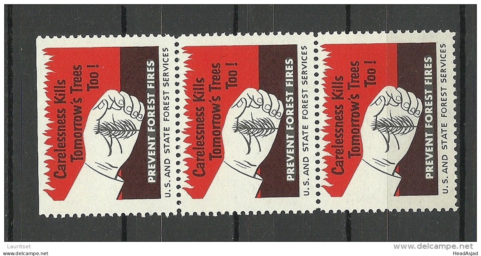 USA Ca 1940 Vignette Prevent Forest Fires Usa And State Forest Services MNH - Vignetten (Erinnophilie)