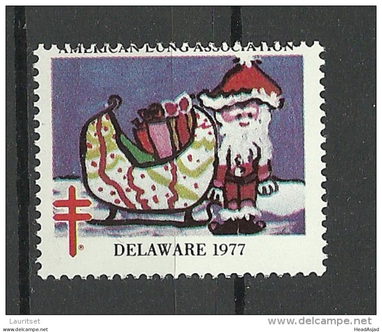 USA Vignette 1977 Christmas Delaware Weihnachten Charity Tuberculosis American Lung Association * - Weihnachten