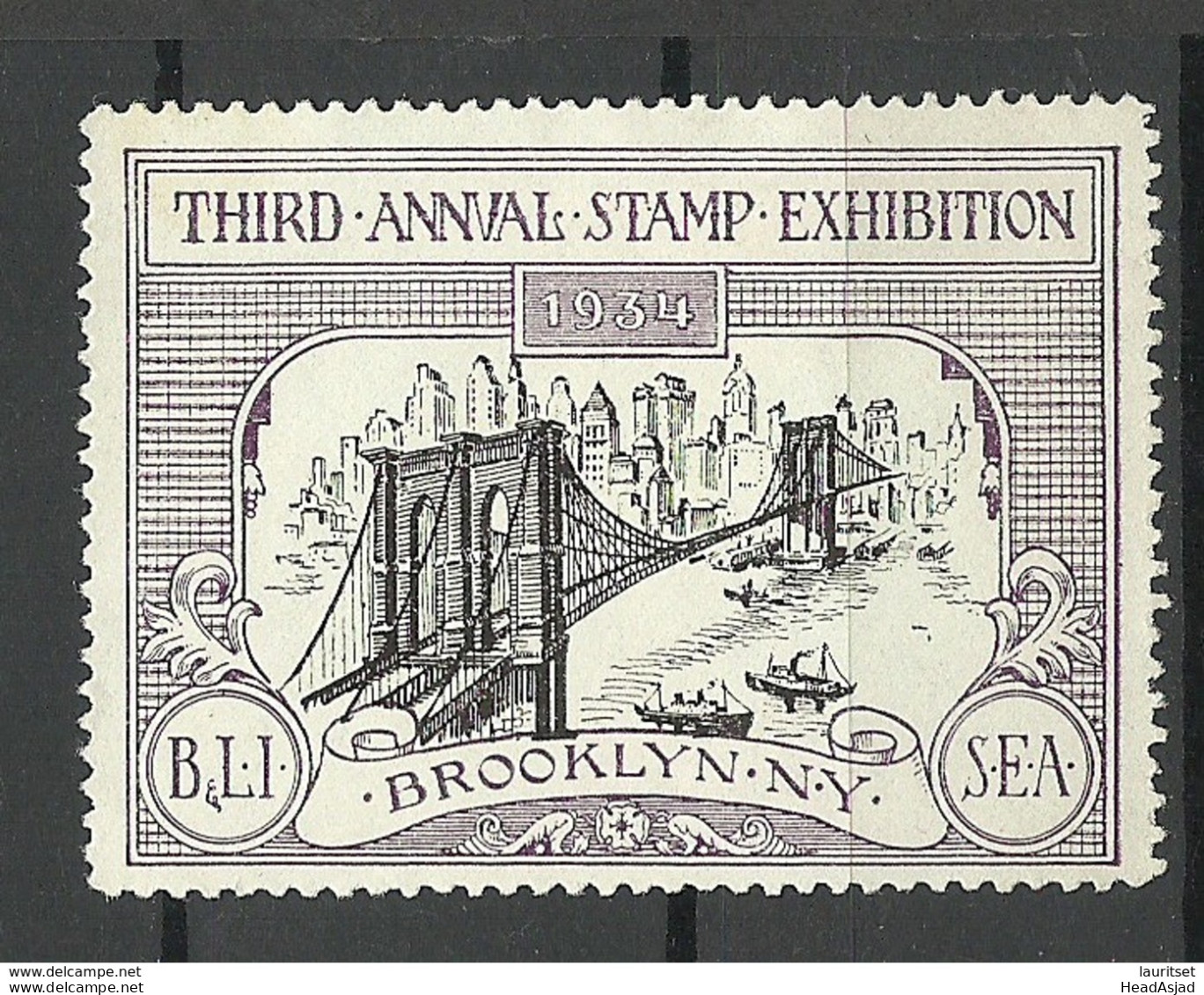 1934 Third Annual Stamp Exhibition Brooklyn USA Vignette Werbemarke (*) - Cinderellas