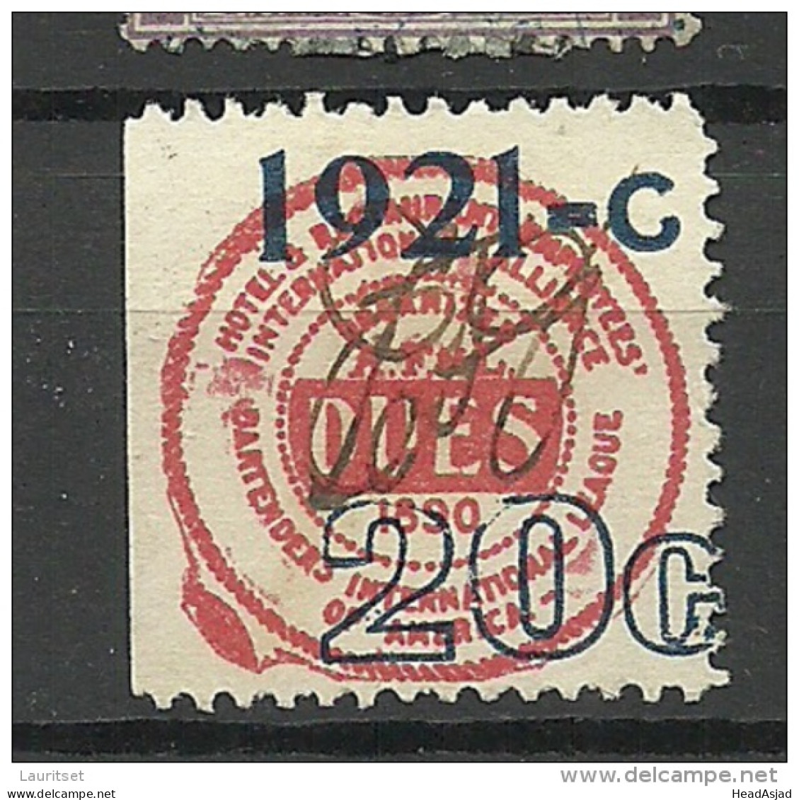 USA 1890 Vignette Hotel & Restaurant Employees Intern. Alliance Tax Stamp O - Vignetten (Erinnophilie)