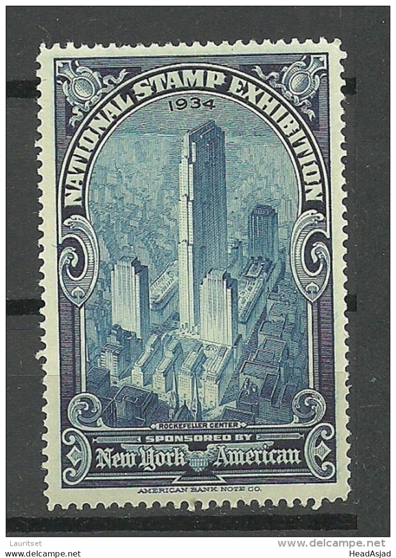 USA 1934 Vignette Advertising National Stamp Exhibition Rockefeller Center New York MNH - Cinderellas