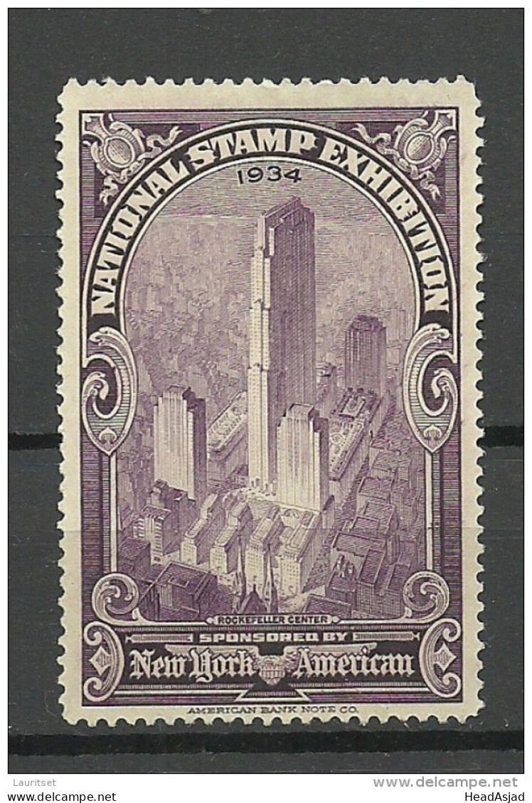 USA 1934 Vignette Advertising National Stamp Exhibition Rockefeller Center New York (*) - Cinderellas