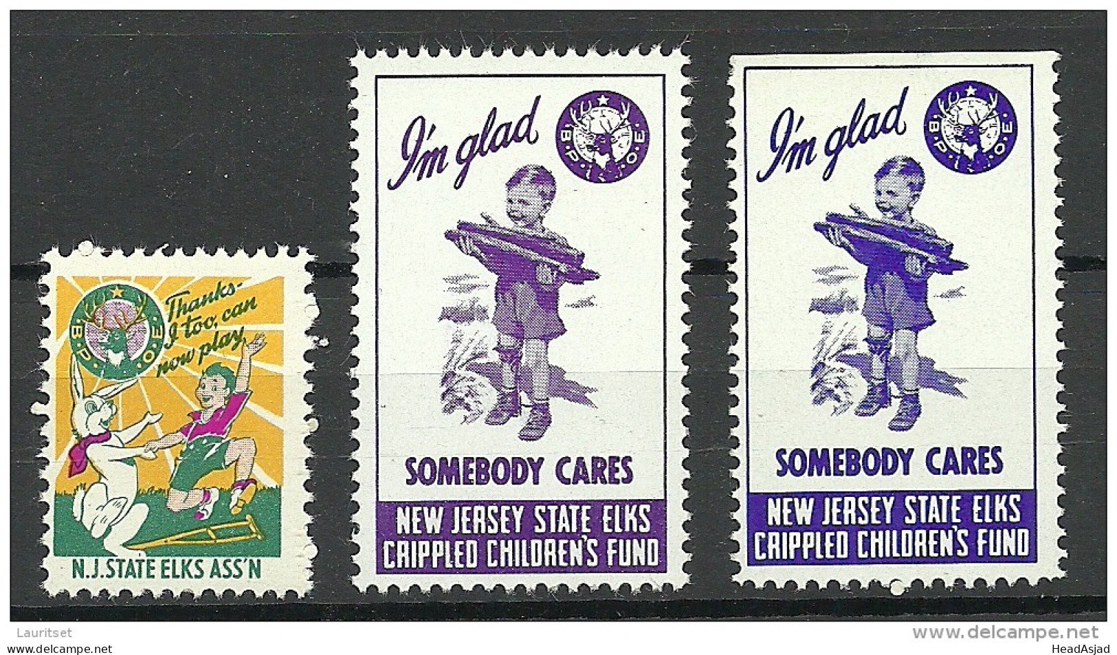 USA 1940ies 1950ies Vignettes Charity Wohlfahrt New Jersey Crippled Children`s Fund MNH - Cinderellas