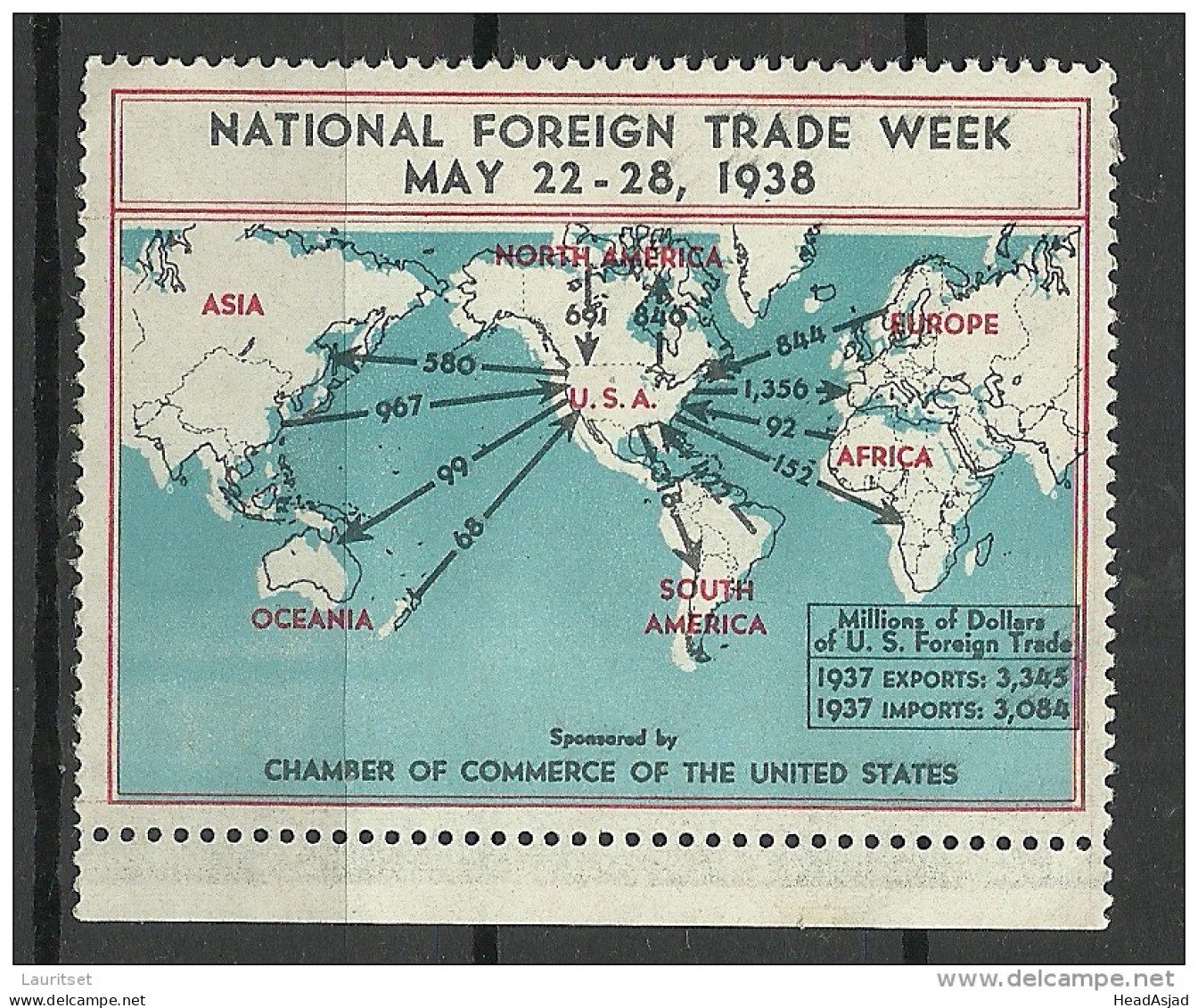 USA 1938 Vignette National Foreign Trade Week (*) - Erinnophilie