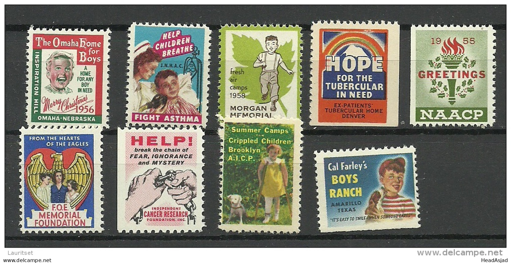 USA 1930ies Vignettes Propaganda Stamps Against Tuberculose Tuberkulosis MNH - Enfermedades