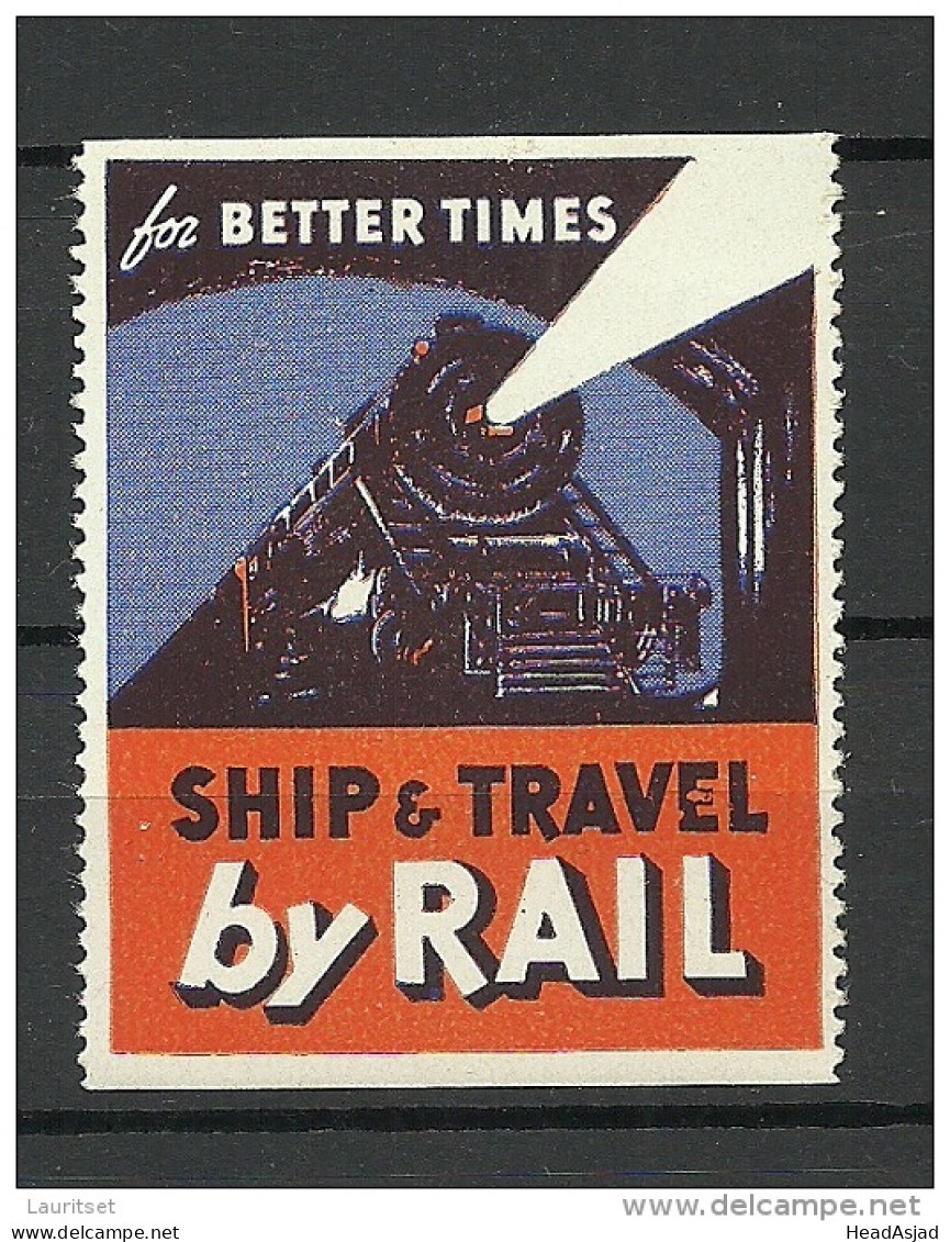 USA 1930ies Vignette Poster Stamp Ship And Travel By Trail Train Eisenbahn * - Trains