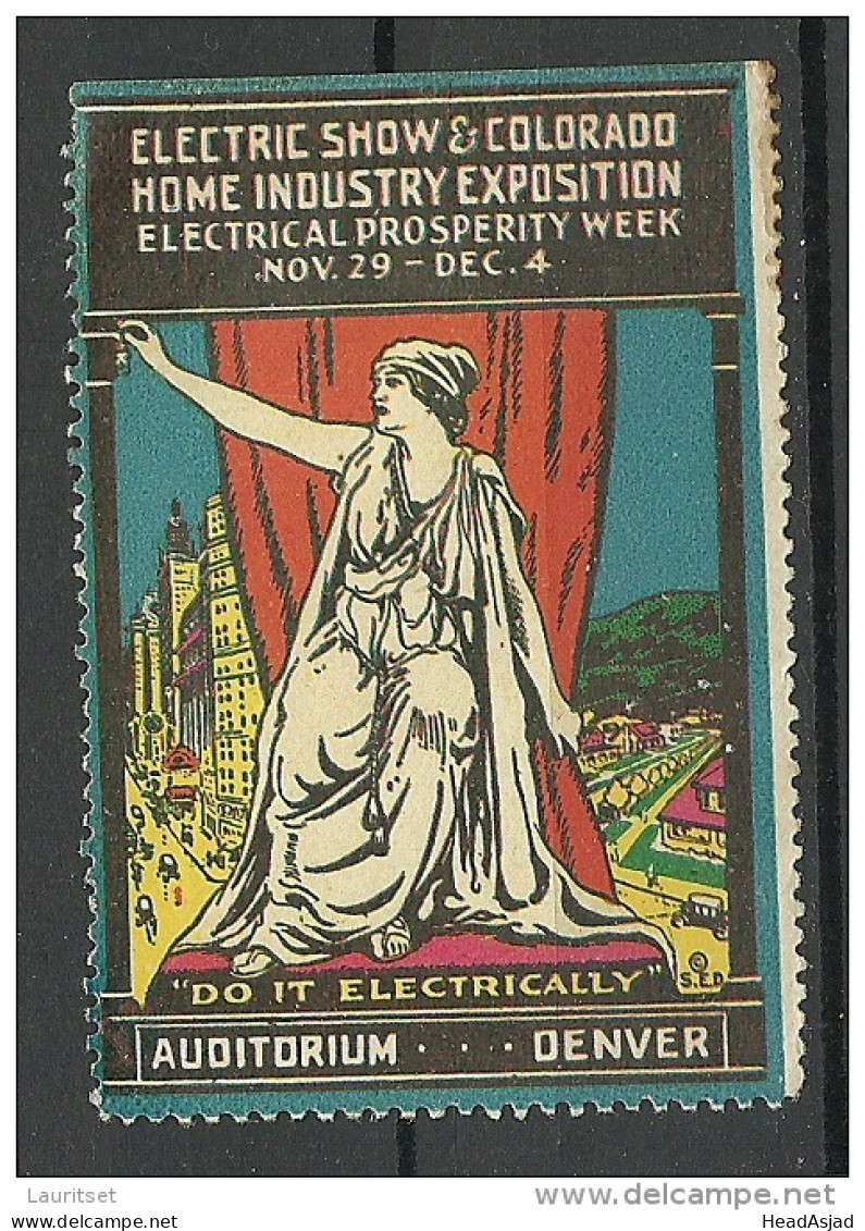 USA Ca 1910 Vignette Electric Show & Colorado Home Industrie Expostition MNH - Erinnophilie