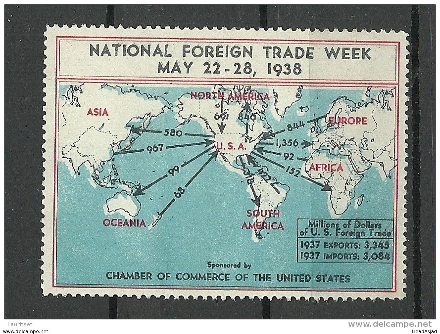 USA 1938 Vignette National Foreign Trade Week (*) - Erinnofilia