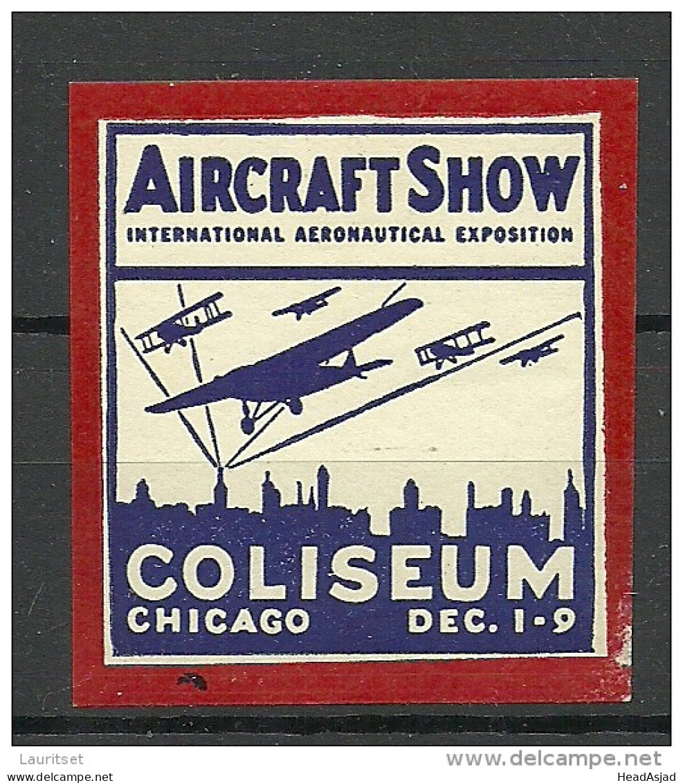 USA Aircraft Show Coliseum Chicago Vignette Poster Stamp * - Airplanes