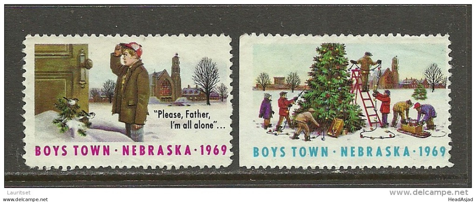 USA 1969 Christmas Weihnachten Boys Town Nebraska Cinderellas Vignettes - Weihnachten