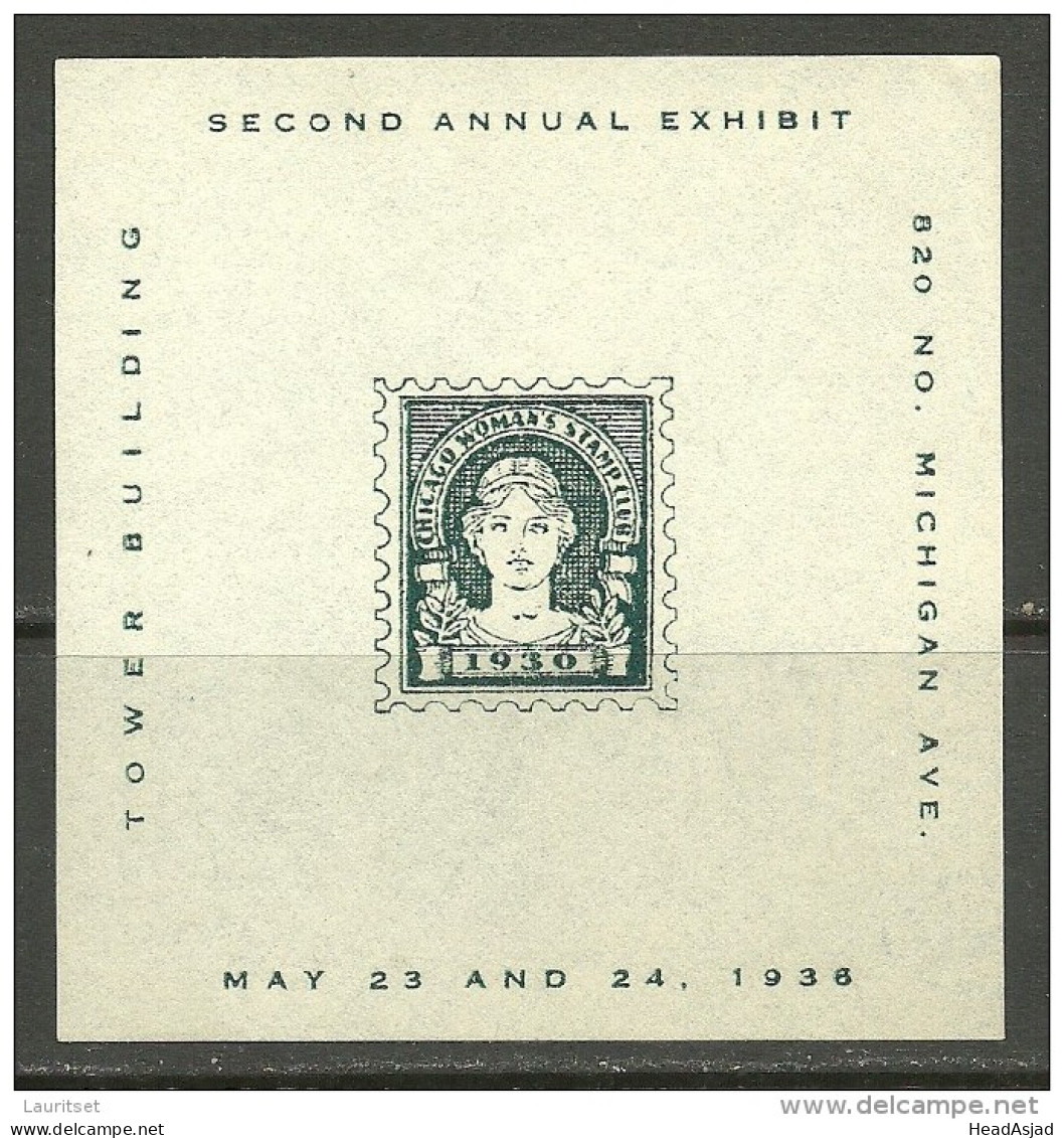 USA 1930 Vignette The First Womans Stamp Club Chicago II. Annual Exhibit MNH - Erinnofilia