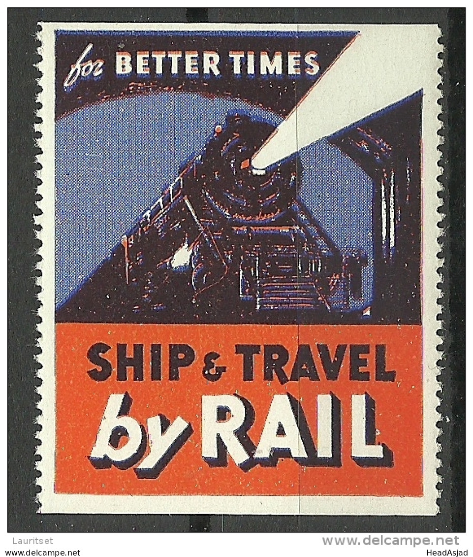 USA 1930ies Vignette Poster Stamp Ship And Travel By Trail Train Eisenbahn MNH - Trains