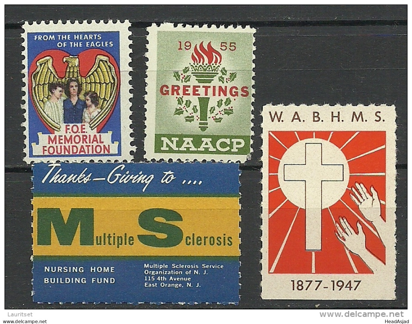 USA 1940ies 1950ies Vignettes Charite Wohlfahrt Krankheiten Diseases MNH - Maladies