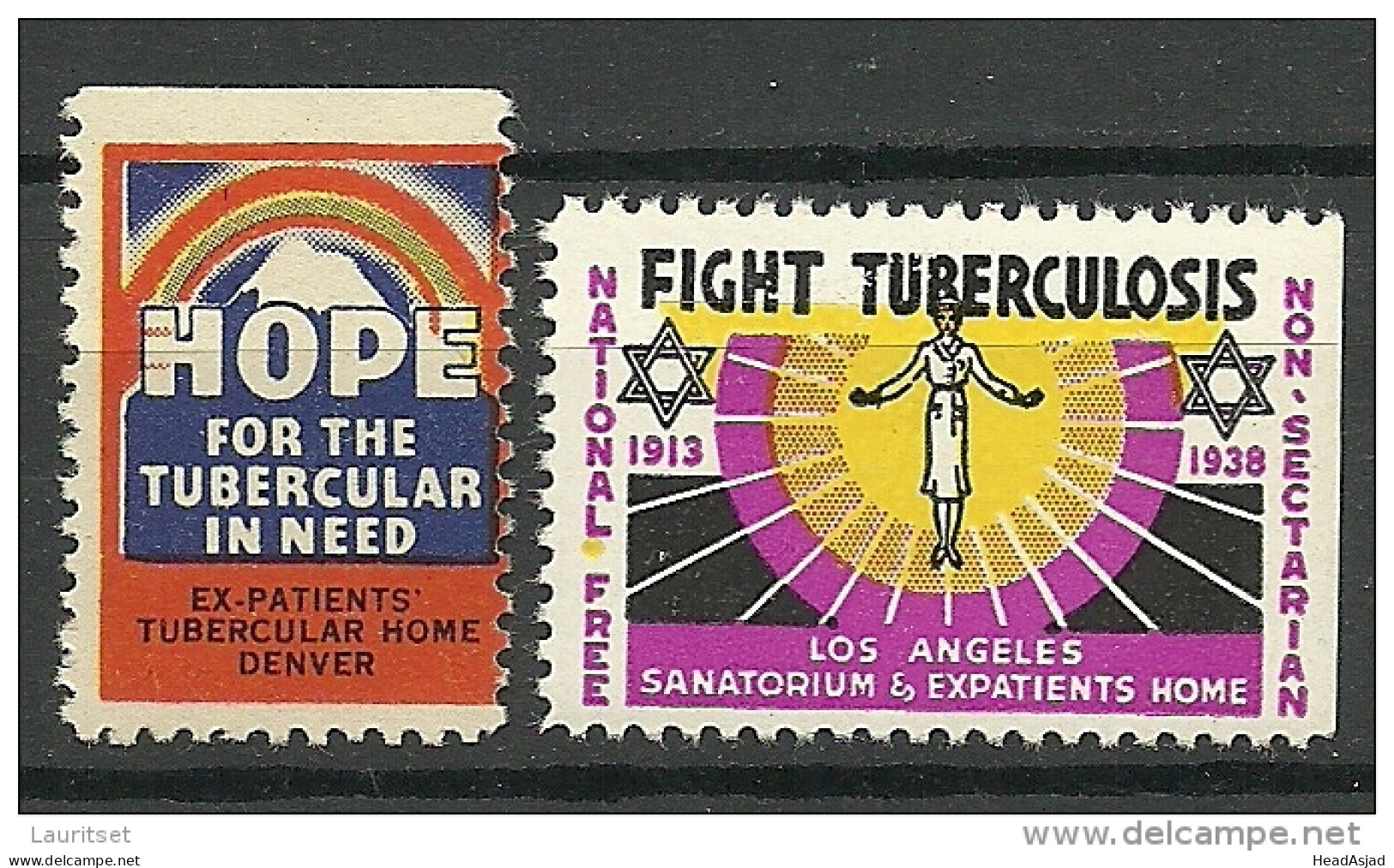 USA 1930ies Vignettes Propaganda Stamps Against Tuberculose Tuberkulosis MNH - Enfermedades