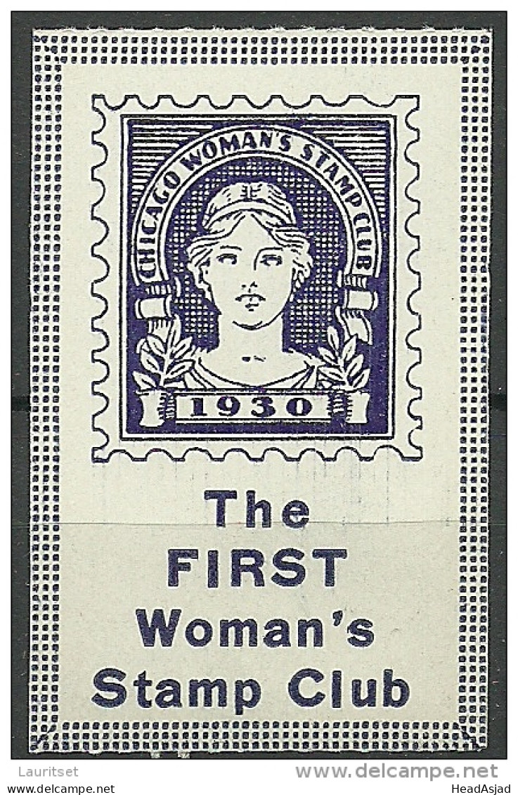USA 1930 Reklamemarke Vignette The First Womans Stamp Club Chicago MNH - Erinnophilie