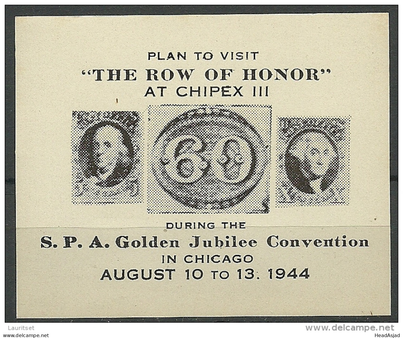 USA 1944 Reklamemarke Vignette Jubilee Convention Chicago Phila-Ausstellung MNH - Erinnophilie