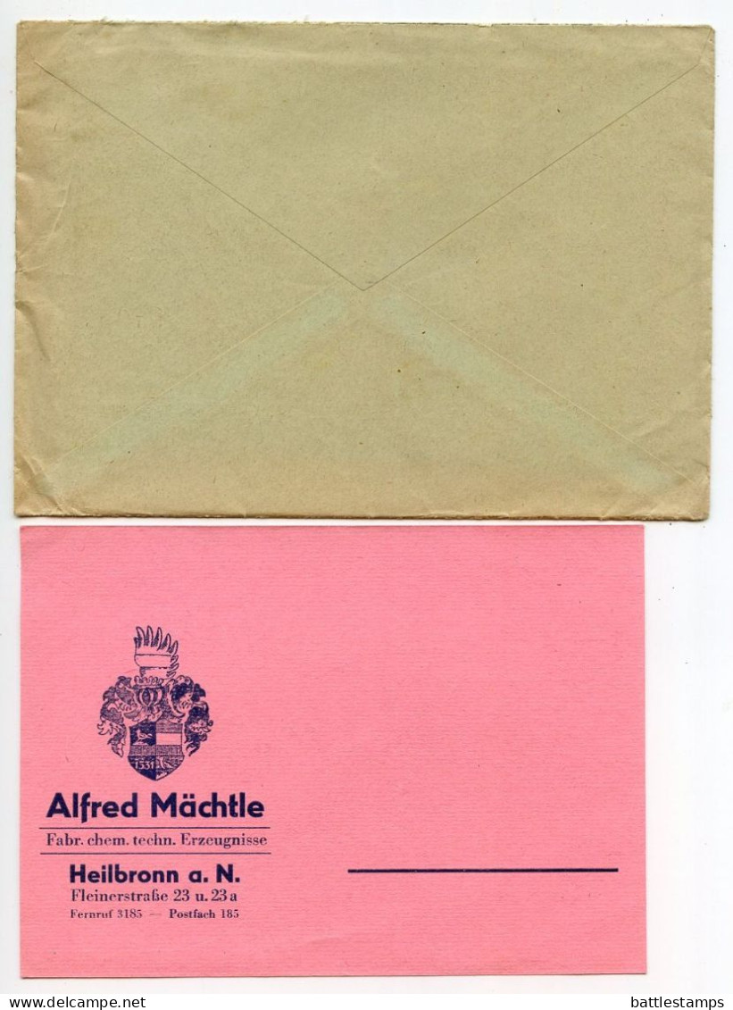 Germany 1940 Cover W/ Advertisements; Heilbronn - Alfred Mächtle, Fabrikation Chem. Techn. Erzeugnisse; 3pf. Hindenburg - Lettres & Documents