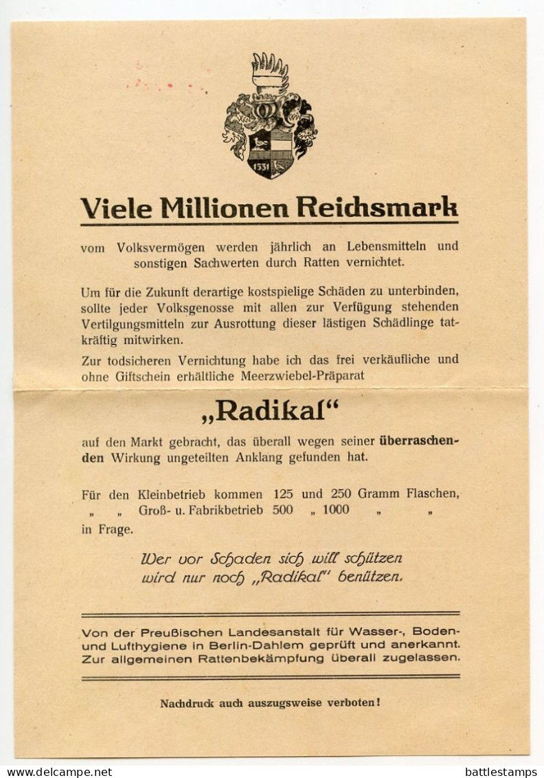 Germany 1940 Cover W/ Advertisements; Heilbronn - Alfred Mächtle, Fabrikation Chem. Techn. Erzeugnisse; 3pf. Hindenburg - Covers & Documents