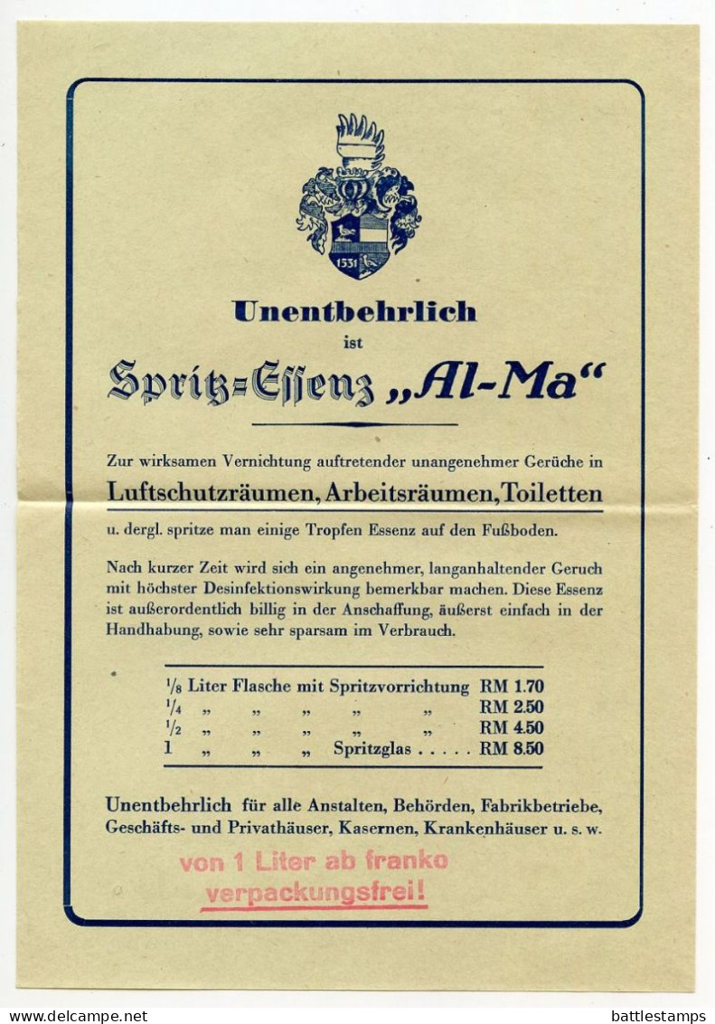 Germany 1940 Cover w/ Advertisements; Heilbronn - Alfred Mächtle, Fabrikation chem. techn. Erzeugnisse; 3pf. Hindenburg