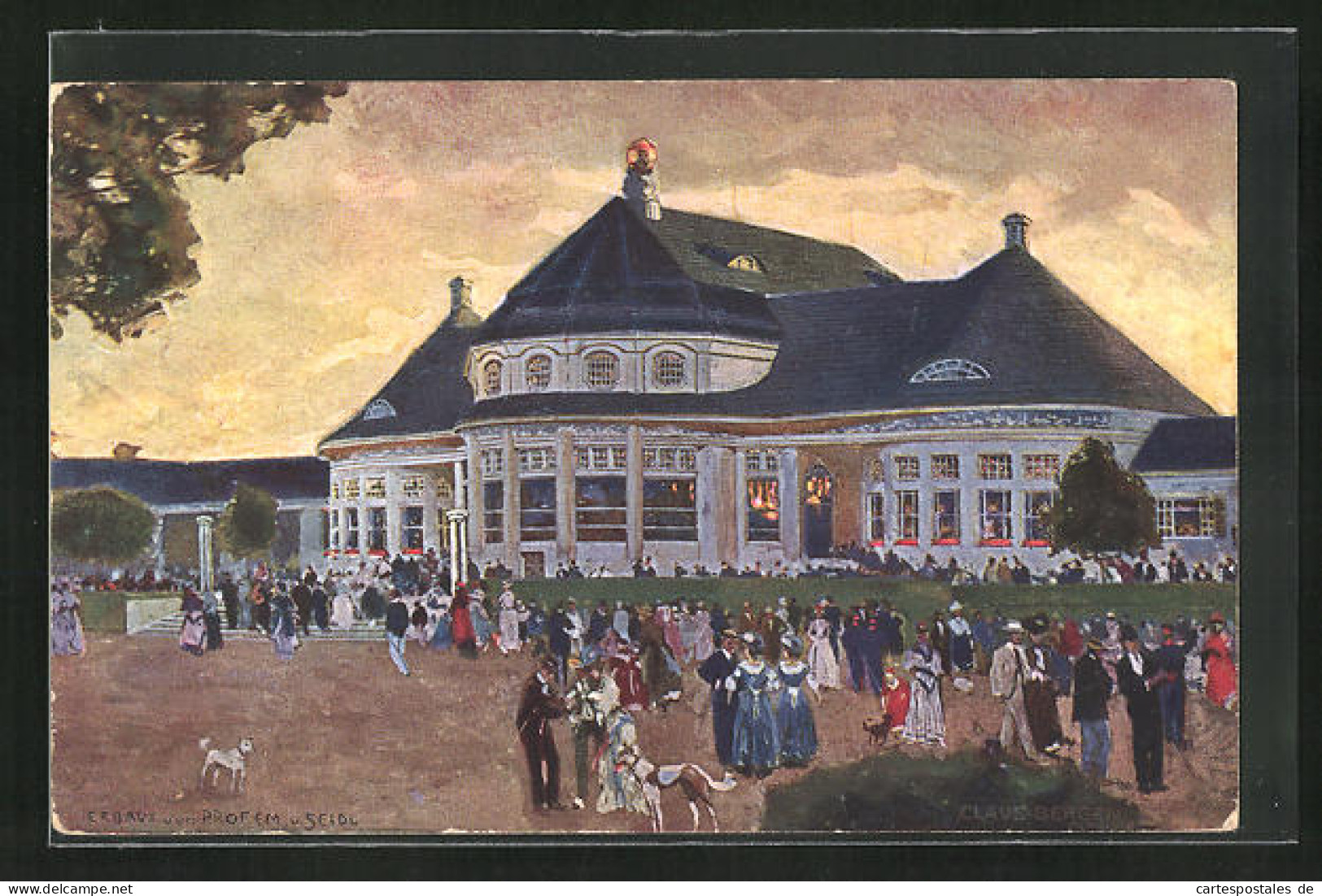 Künstler-AK München, Ausstellung Bayrische Gewerbeschau 1912, Menschenmasse Vor Einem Gebäude  - Ausstellungen