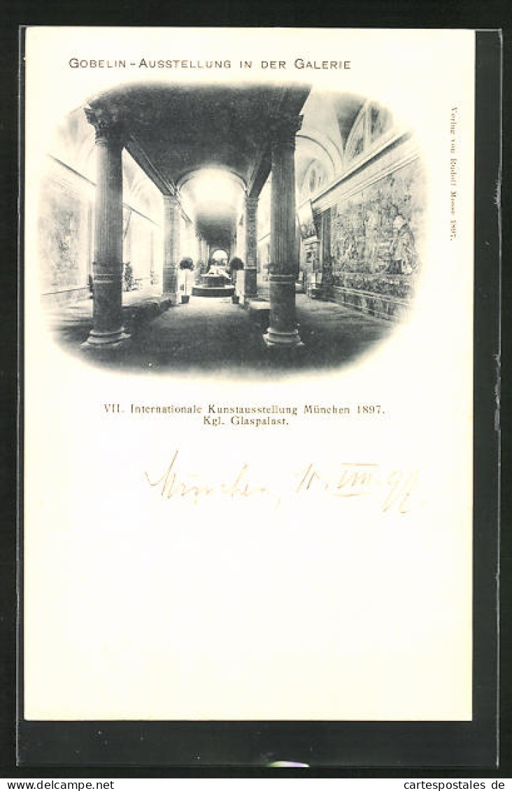 AK München, Internationale Kunstausstellung 1897, Gobelin-Ausstellung In Der Galerie  - Esposizioni