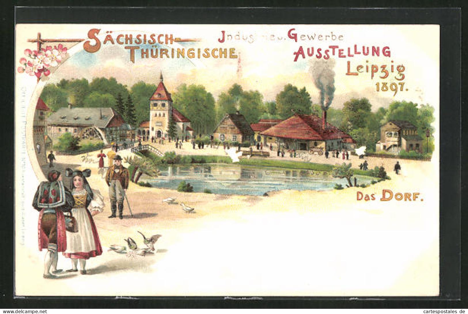 Lithographie Leipzig, Sächs.-Thür. Industrie- Und Gewerbe-Ausstellung 1897, Das Dorf  - Exposiciones