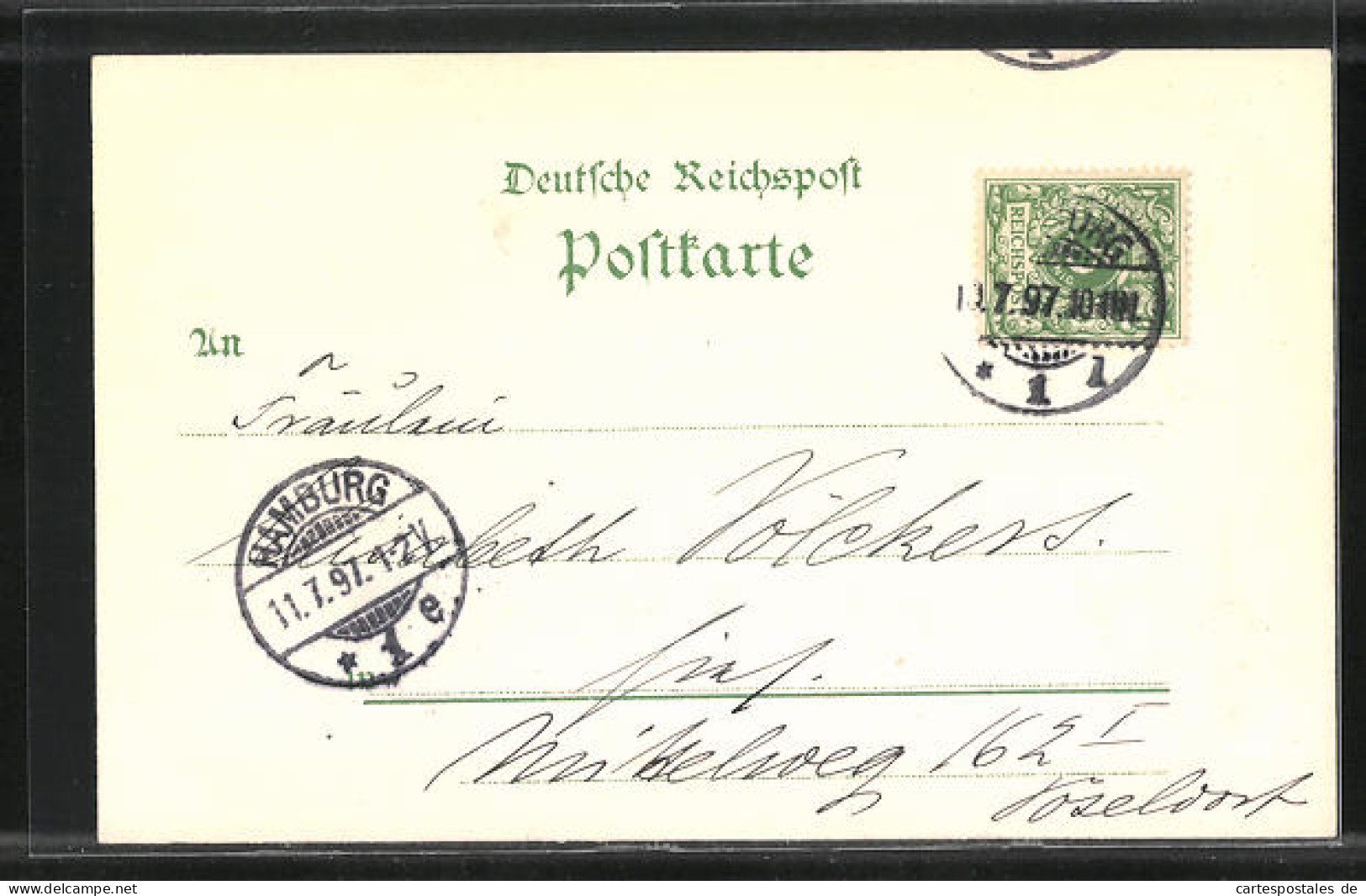 Lithographie Hamburg, Allgemeine Gartenbau-Ausstellung 1897, Hängebrücke, Haupt Ausstellungs-Gebäude  - Expositions