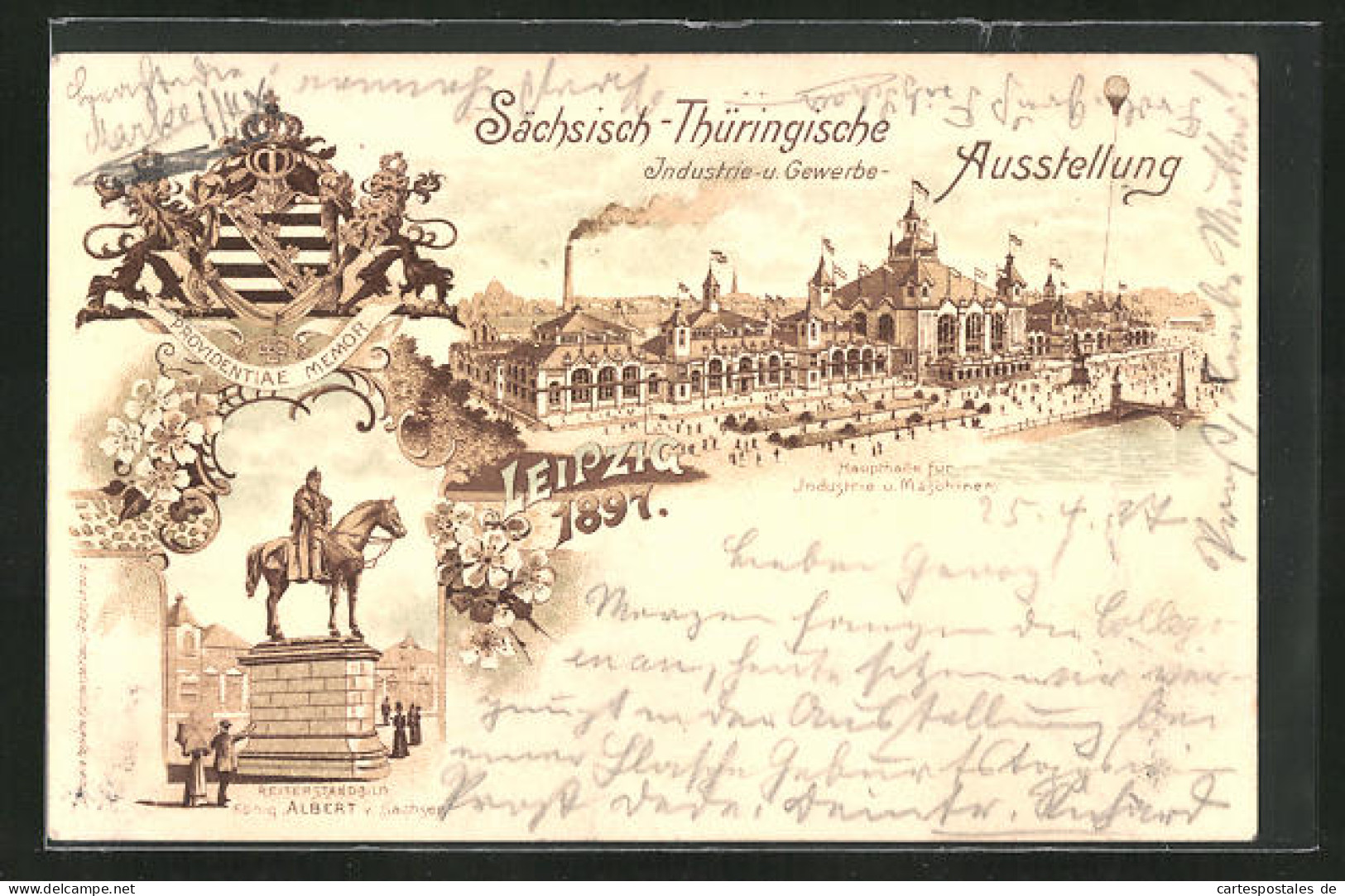 Lithographie Leipzig, Sächsisch-Thüringische Industrie-u. Gewerbe-Ausstellung 1897, Haupthallen Für Industrie  - Exhibitions