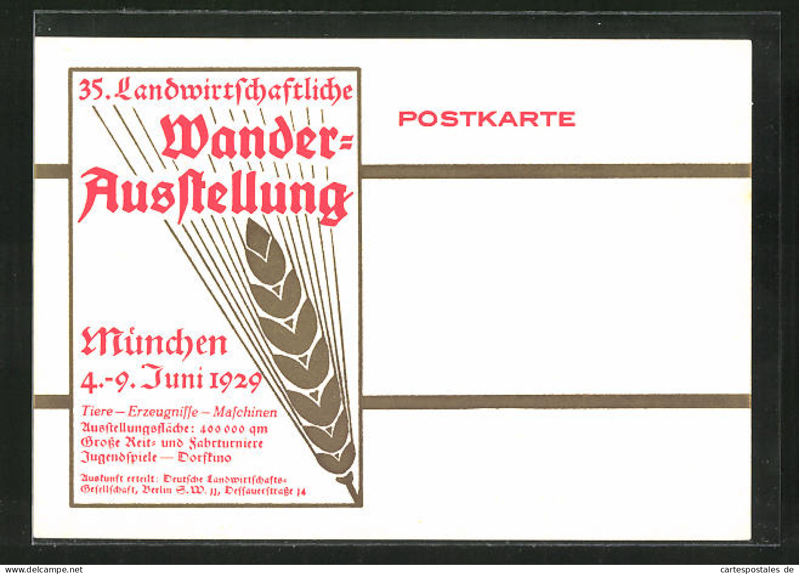 AK München, 35. Landwirtschaftliche Wander-Ausstellung 1929, Weizenstrauch  - Ausstellungen