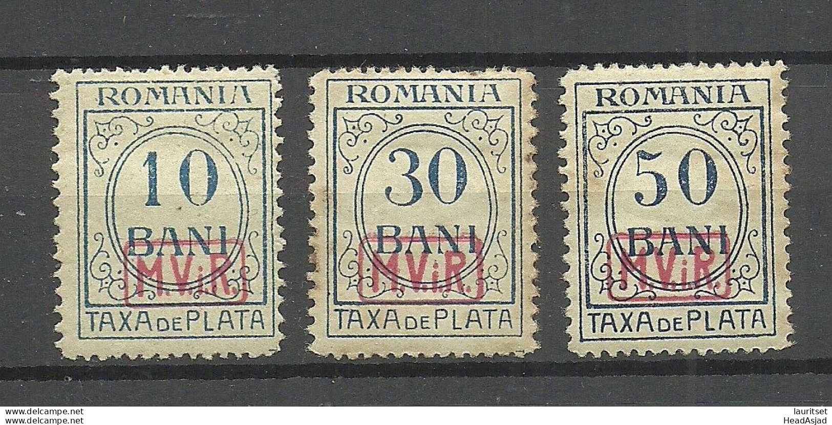 Deutsche Militärverwaltung In Romania Rumänien 1918 Michel 2 & 4 - 5 Portomarken Postage Due * NB! Stain! - Besetzungen 1914-18