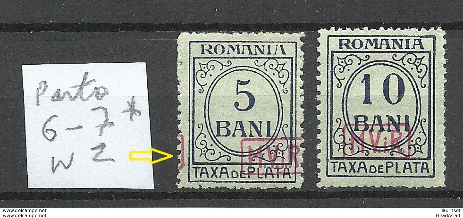 Germany Deutsche Militärverwaltung Romania Rumänien 1918 Michel 6 - 7 Portomarken Postage Due Incl. VARIETY - Occupation 1914-18