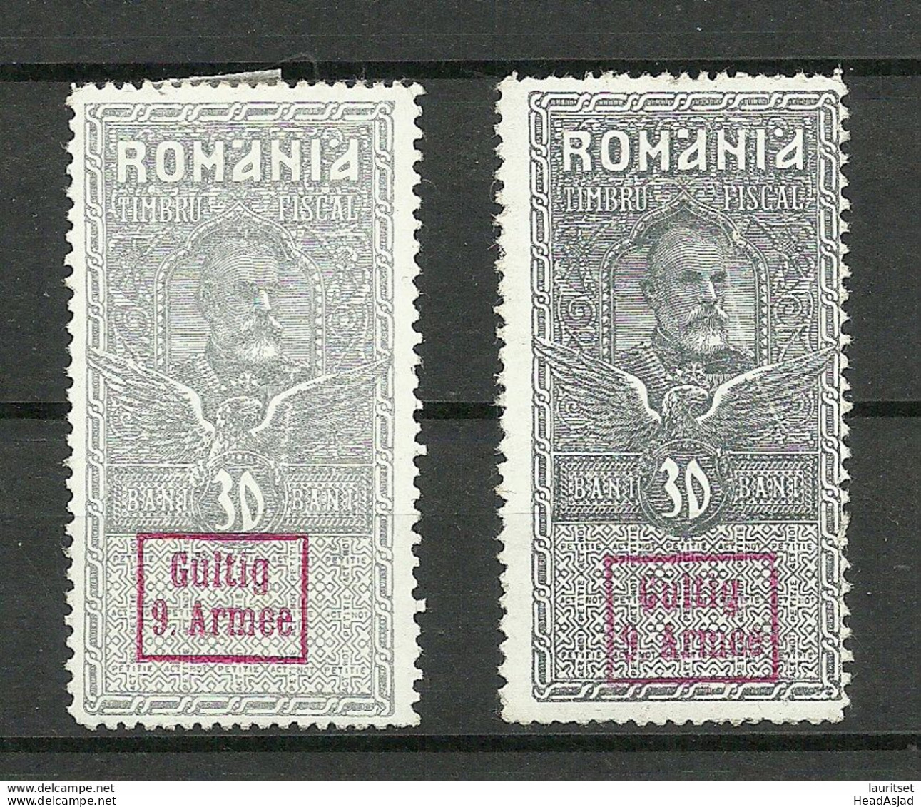 Germany Deutsche Militärverwaltung Romania Rumänien 1917 * Stempelmarke Fischal Tax OPT Gültig 9. Armee - Color Shades - Besetzungen 1914-18