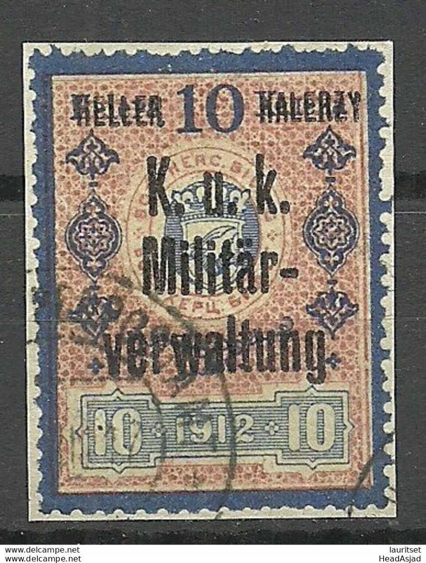 Österreich Austria K. U. K. Militärverwaltung 1912 Stempelmarke Mit Überruck 10 Heller O - Revenue Stamps