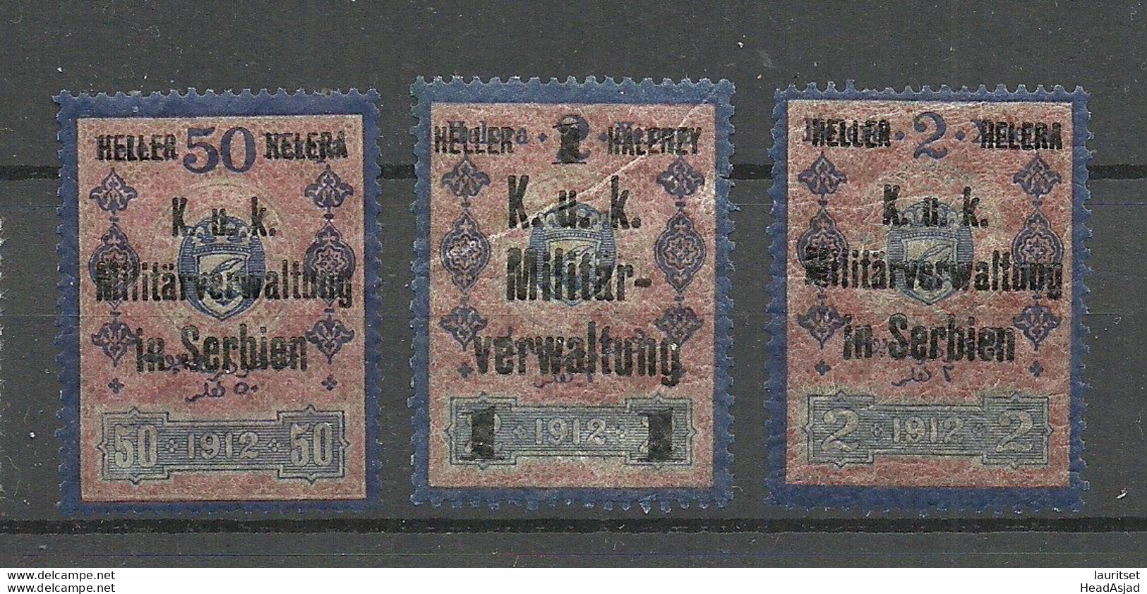 Österreich AUSTRIA K. U K. 1912/1916 Militärverwaltung In Serbien Revenue Tax Steuermarken MNH - Fiscaux