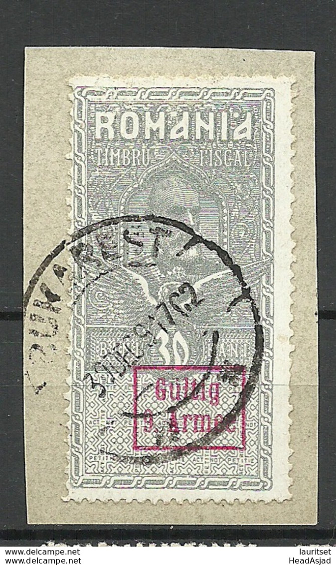 Deutsche Militärverwaltung In Romania Rumänien 1917 O Fiscal Stamp - Bezetting 1914-18