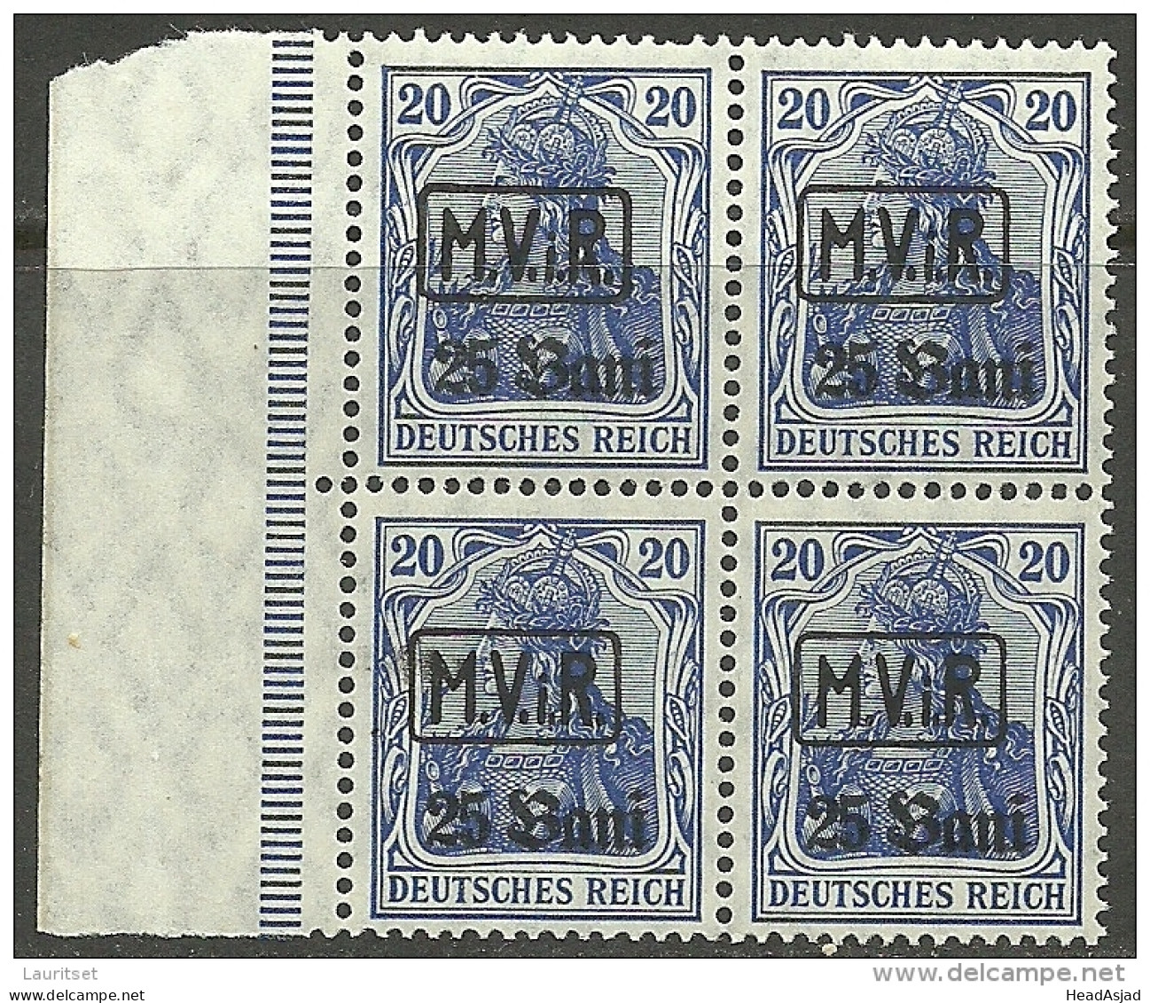Deutsche Militärverwaltung In Rumänien 1917 Michel 2 In 4-Block MNH - Occupazione 1914 – 18
