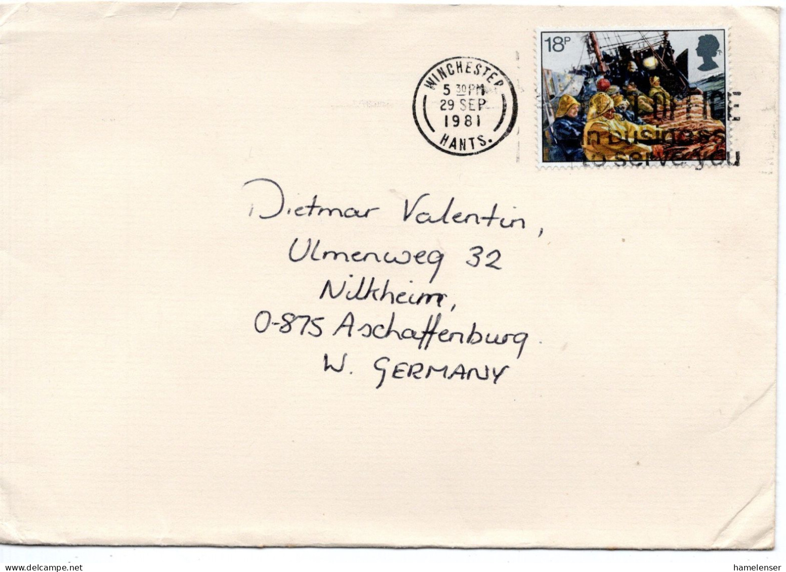 78856 - Grossbritannien - 1981 - 18p Fischfang EF A Bf WINCHESTER - ... -> Westdeutschland - Food