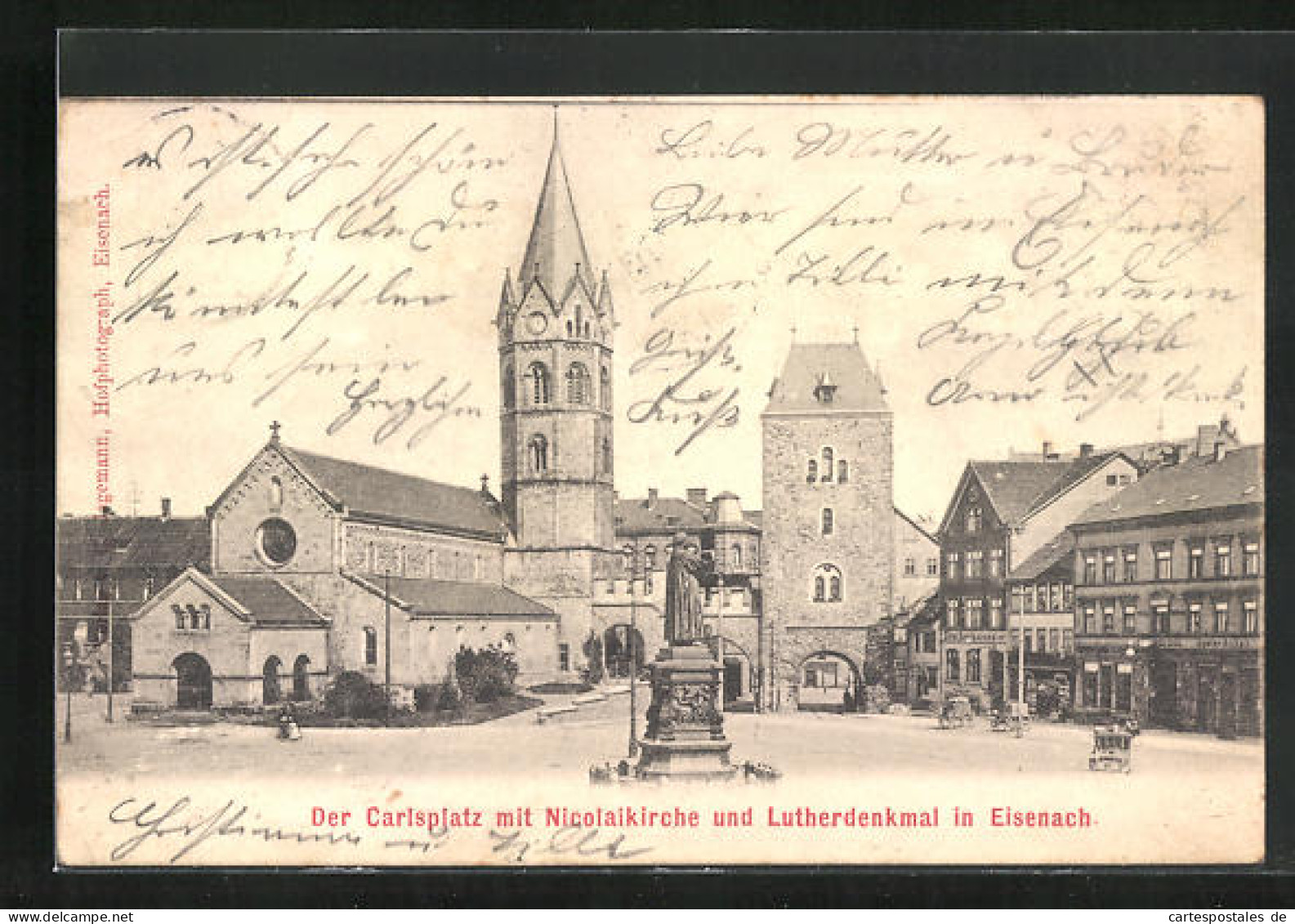 AK Eisenach, Carlsplatz Mit Nicolaikirche Und Lutherdenkmal  - Eisenach