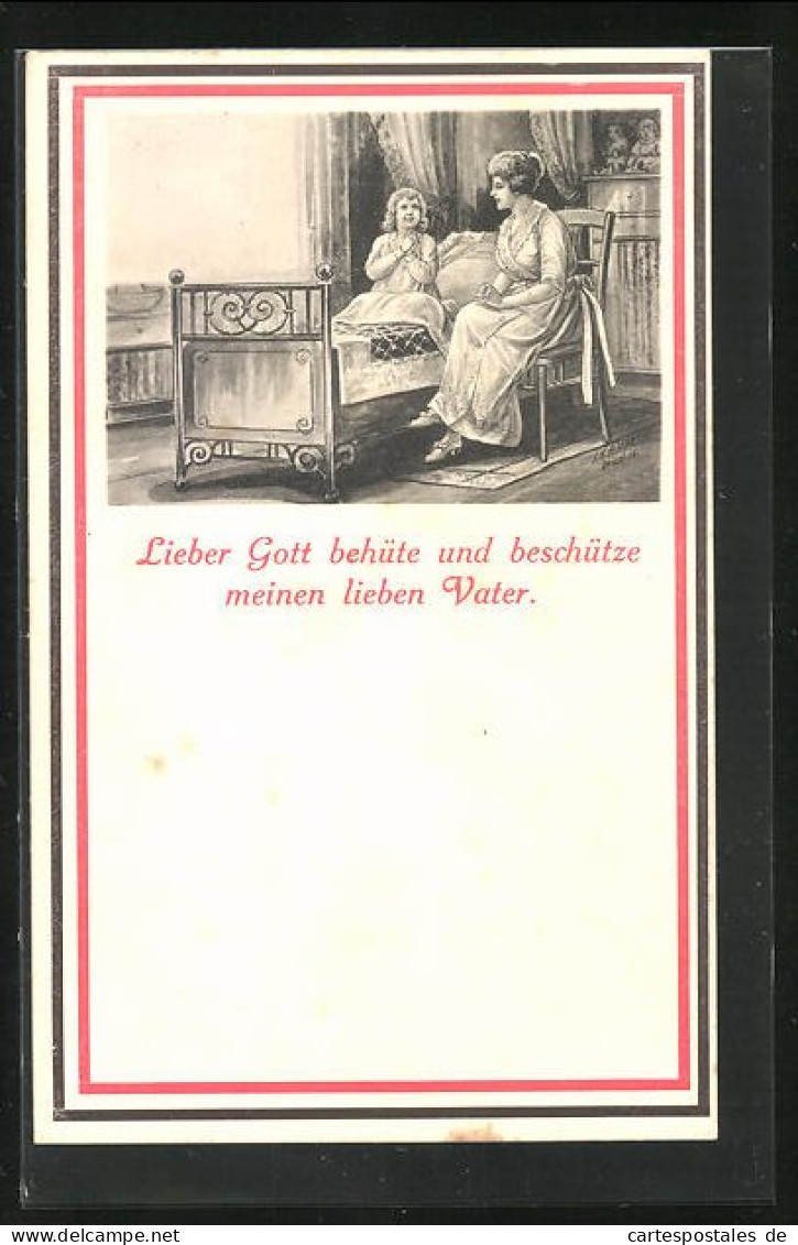 AK Tochter Betet Für Ihren Vater  - Guerre 1914-18