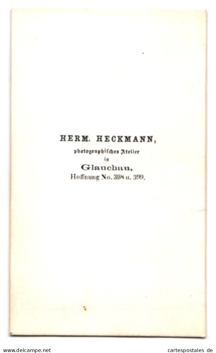 Fotografie Herm. Heckmann, Glauchau, Hoffnung 398 /399, Portrait Paar Im Biedermeierkleid Im Atelier  - Personnes Anonymes