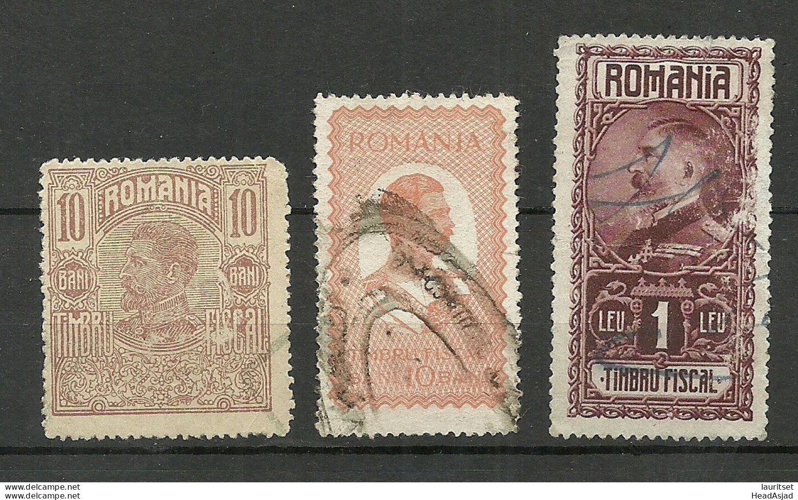 ROMANIA ROMANA Rumänien - 3 Old Revenue Tax Fiscal Stamps Timbru Fiscal, O - Revenue Stamps
