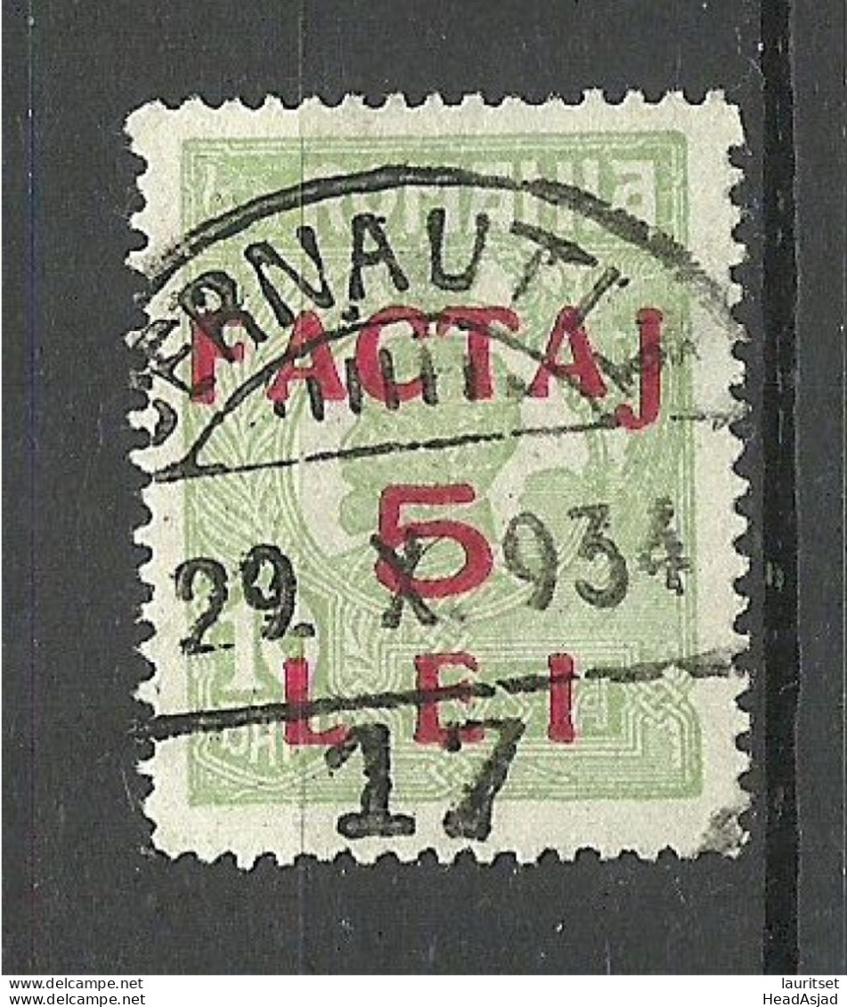 ROMANIA Rumänien 1928 Michel 5 Paketmarke O Nice Cancel CERNAUTI - Parcel Post