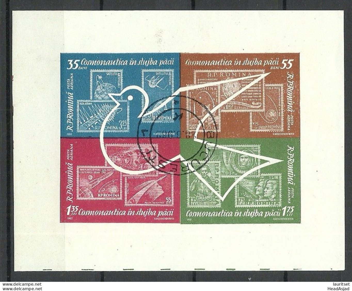 Romania 1962 Michel 2086 - 2089 S/S Block Michel 53 O Kosmonautik Space Weltraumforschung Stamps On Stamp - Stamps On Stamps