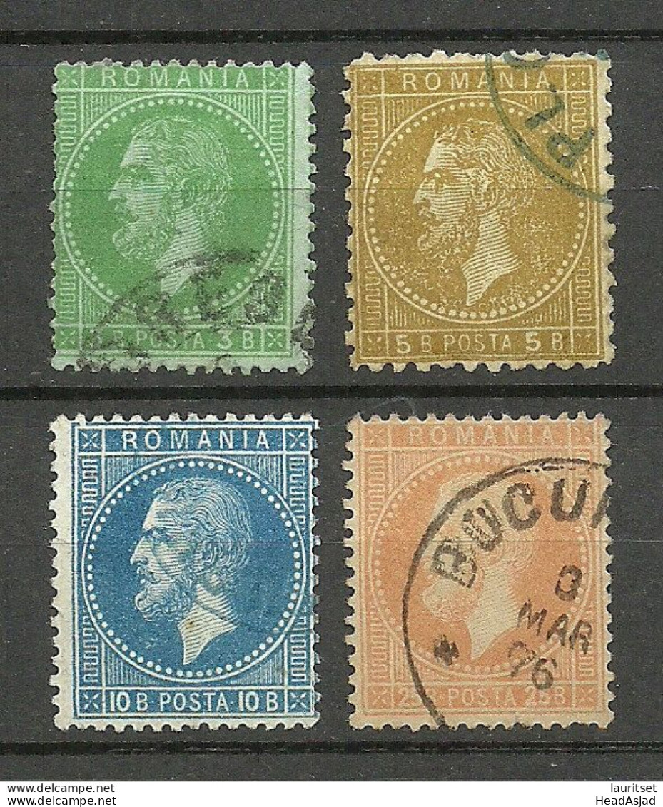 ROMANIA Rumänien 1872 Michel 37 - 38 & 39 & 41 O - 1858-1880 Moldavie & Principauté