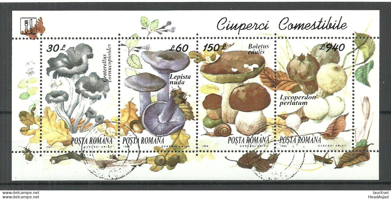 ROMANIA Rumänien 1994 Michel Block 292 O Pilze Mushrooms - Pilze