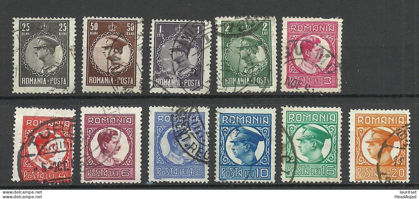 ROMANIA Rumänien 1930 Michel 375 - 385 O King König Karl II - Usado